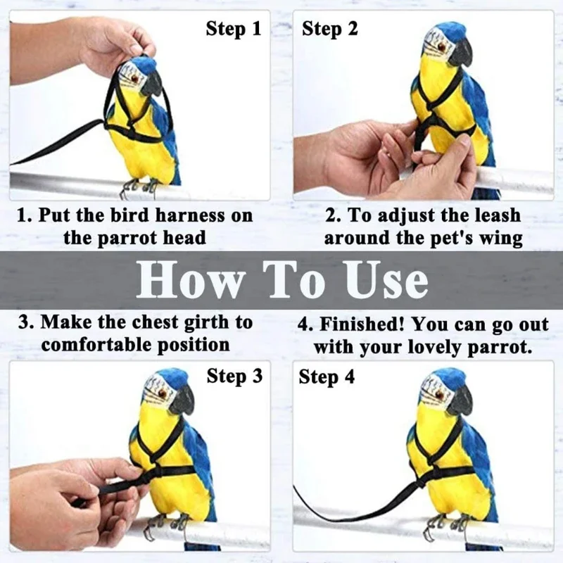 4 Colors Parrot Harness 1.2m/1.3m Pet Birds Leash Outdoor Flying Traction Straps Band Adjustable Anti-Bite Training Rope