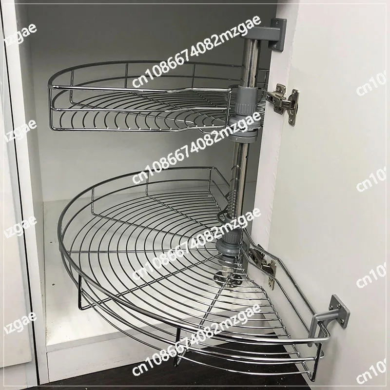 The Arc-shaped Pull-out Basket in The Corner of The Cabinet Can Be Rotated 180 Degrees for A Double-layer Storage Rack
