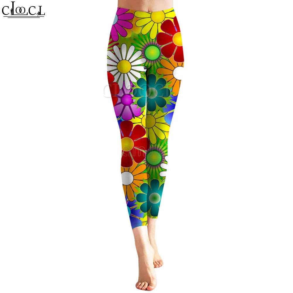 CLOOCL Leggings Women Body Shaping Trousers High Waist Push-Up Yoga Pants Fashion Harajuku Colorful Floral Printing Leggings