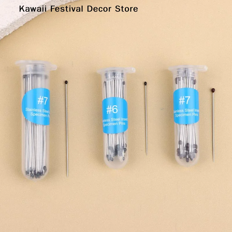 【K】100Pcs Stainless Steel  Pins Specimen Needle With Plastic Box For School Lab Entomology Body Dissection  Needle