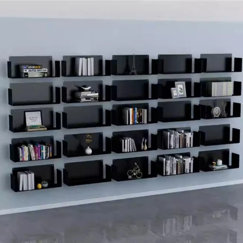 Creative U-Shaped Wall Magazine Racks Industrial Iron Storage Rack for Living Room Books Display Floating Bookcase Organizer