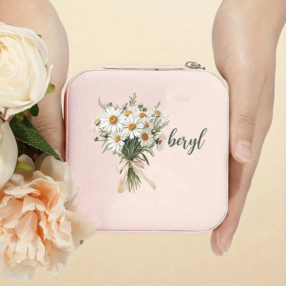Personalized Birth Month Flowers Jewelry Box for Women Customized Birth Flower Jewelry Box Christmas Birthday Gift for Her