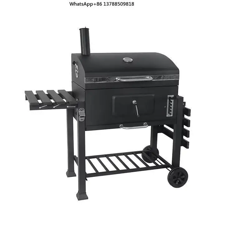 Luxurious Portable Steel Fire Pit High Quality Cast Iron Metal Chimney Smokeless BBQ Charcoal Wheelshelf Powder Coated Grill for
