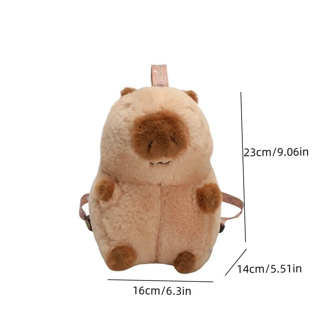 Mochila Capivara De Pelúcia, boneca cáqui Cartoon, bolsa de ombro metálica, fofa