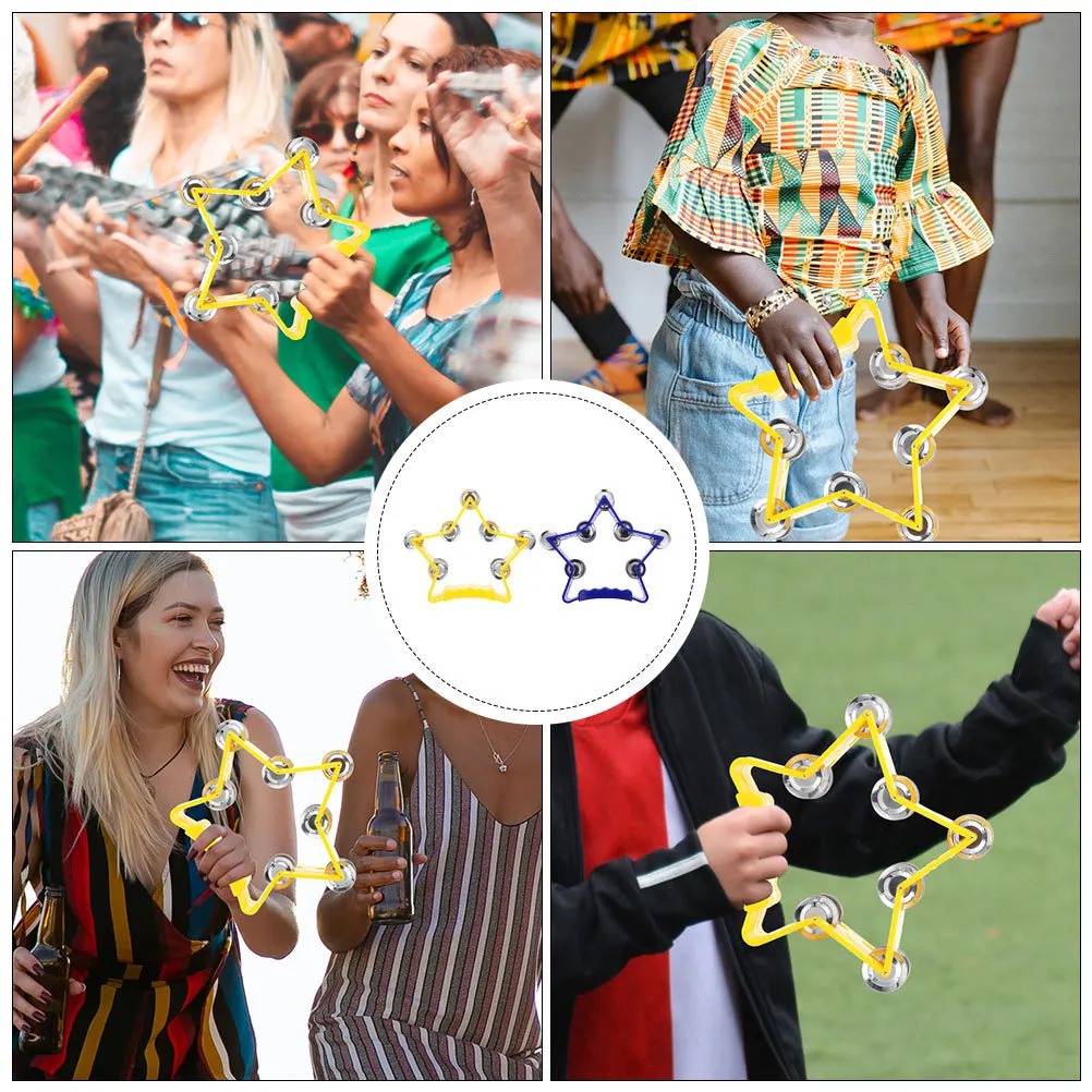 

2pcs Handheld Bells Percussion Instruments For Kids Music Enlightenment Tambourine Party Prop Rhythm Hand Bell Pentagram Shaped
