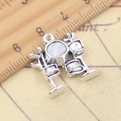 10pcs Charms Musical Instruments Drum Kit 20x21mm Tibetan Silver Color Pendants Antique Jewelry Making DIY Handmade Craft