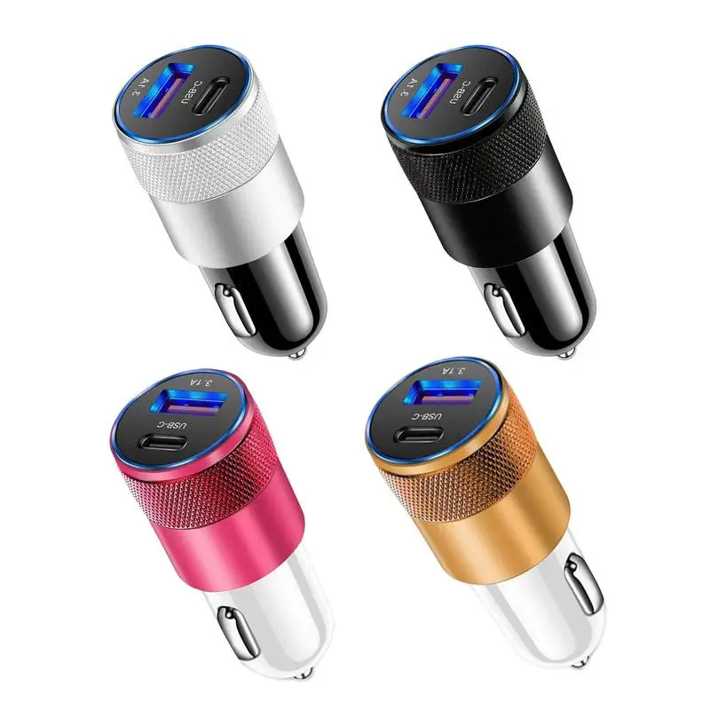 

Car Plug Charger USB Car Charger Adapter Multiple Ports 3.1A USBPD Vehicle Charging Supplies Cell Phone Charger Adapters for