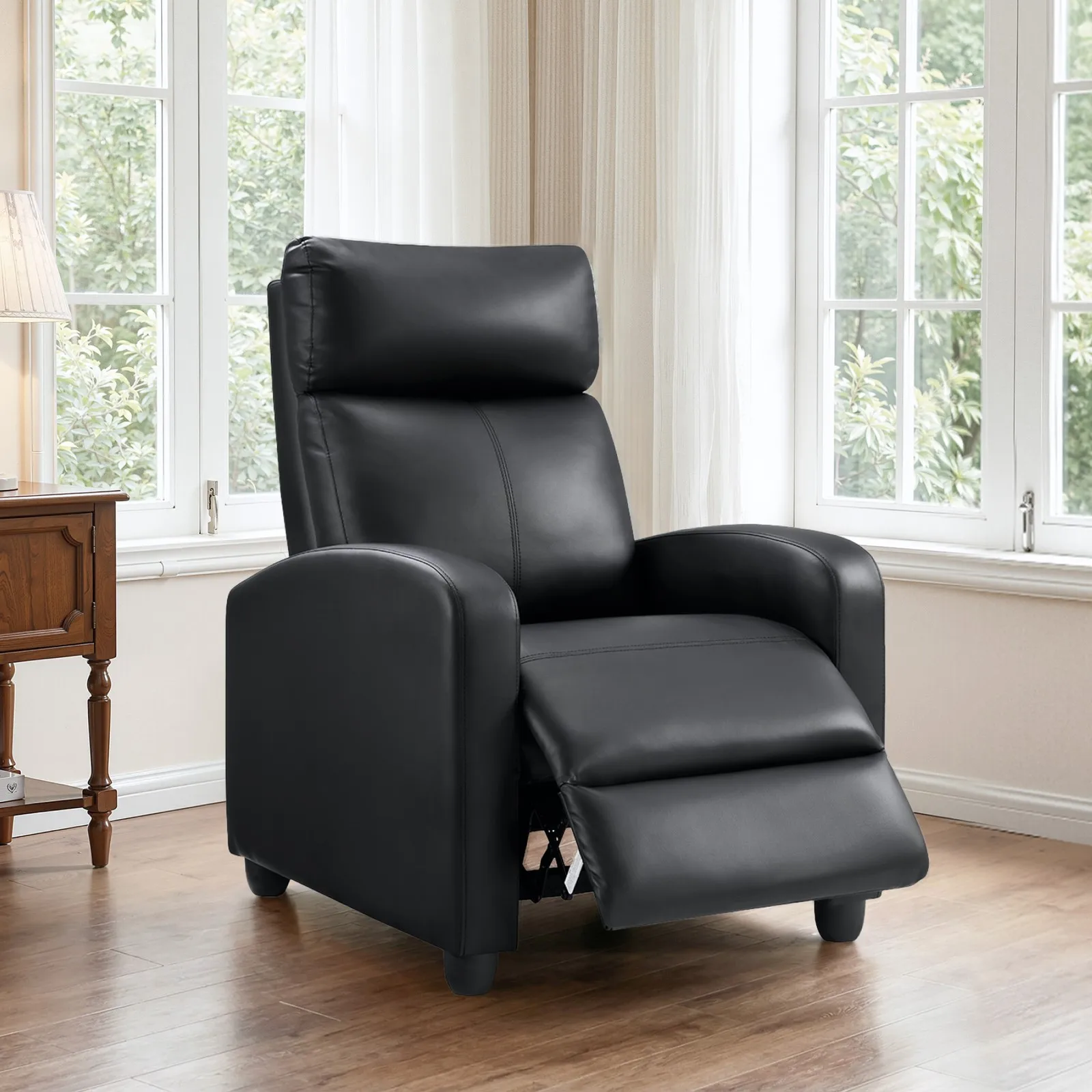 

Recliner Chair, Leather Reclining Sofa for Living Room, Black
