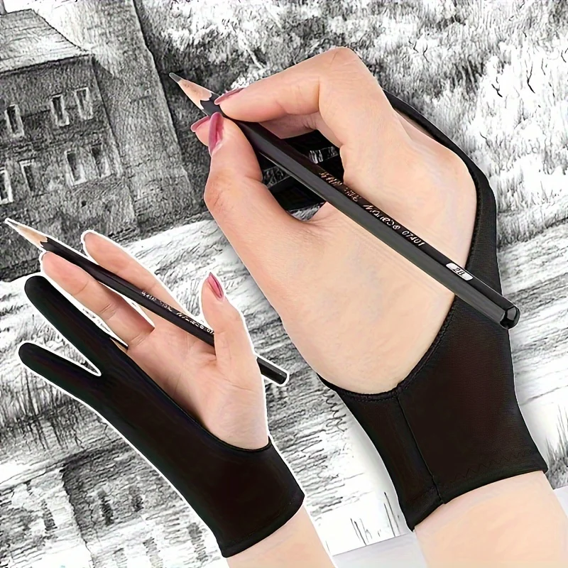 Waterproof Art Drawing Gloves Anti-Sweat Oil Painting Sketching Dirt Resistant Two-Fingered Artistic Gloves for Painting- Labubo