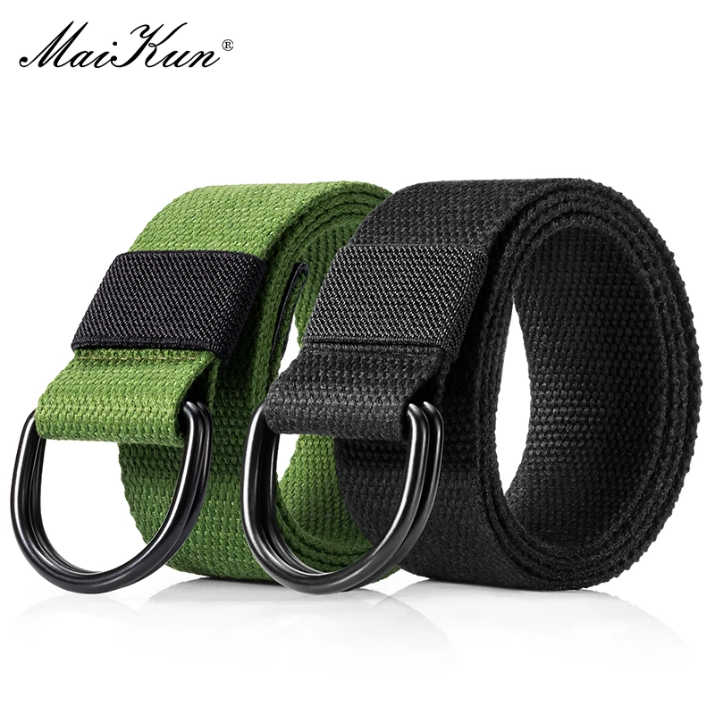 Maikun 2PCS Men Belt Double Ring Buckle Waistband Casual Canvas Belts Belt For Men