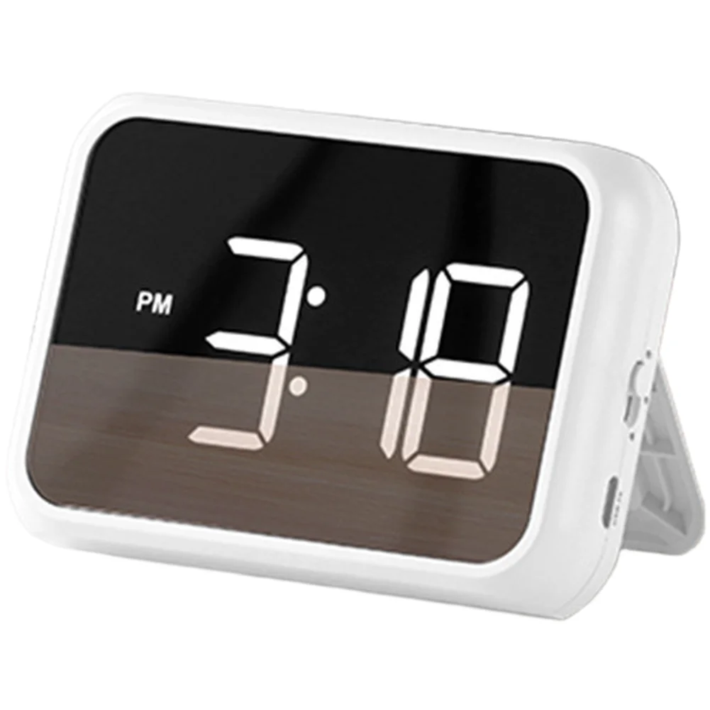 LED Display Alarm Clock with Easy to Press Snooze Button for Quick Extra Sleep Time During Morning Routine White Black