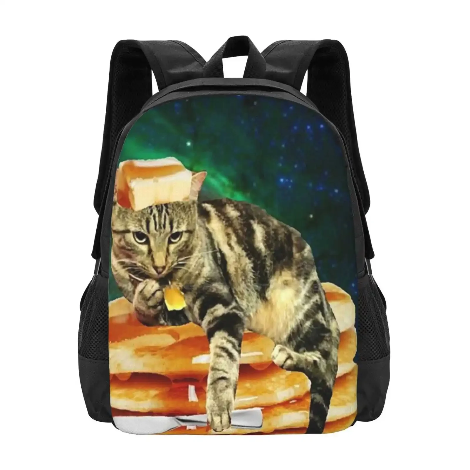 زبدة على الرأس القط رائجة البيع حقيبة مدرسية على ظهره حقائب الموضة الإفطار الغذاء الفطائر زبدة Catsinspace Spacecats Tacoelgato