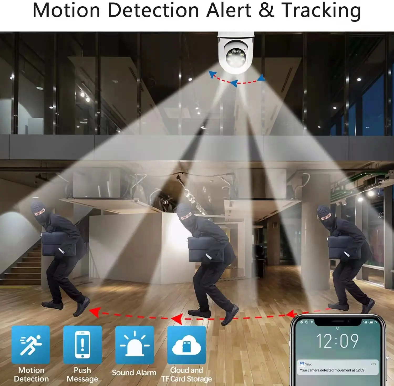 DIDSeth 2MP Light Bulb Camera E27 Socket Auto Tracking Full Color Night Vision Waterproof Two-way Audio Wireless Security Monito