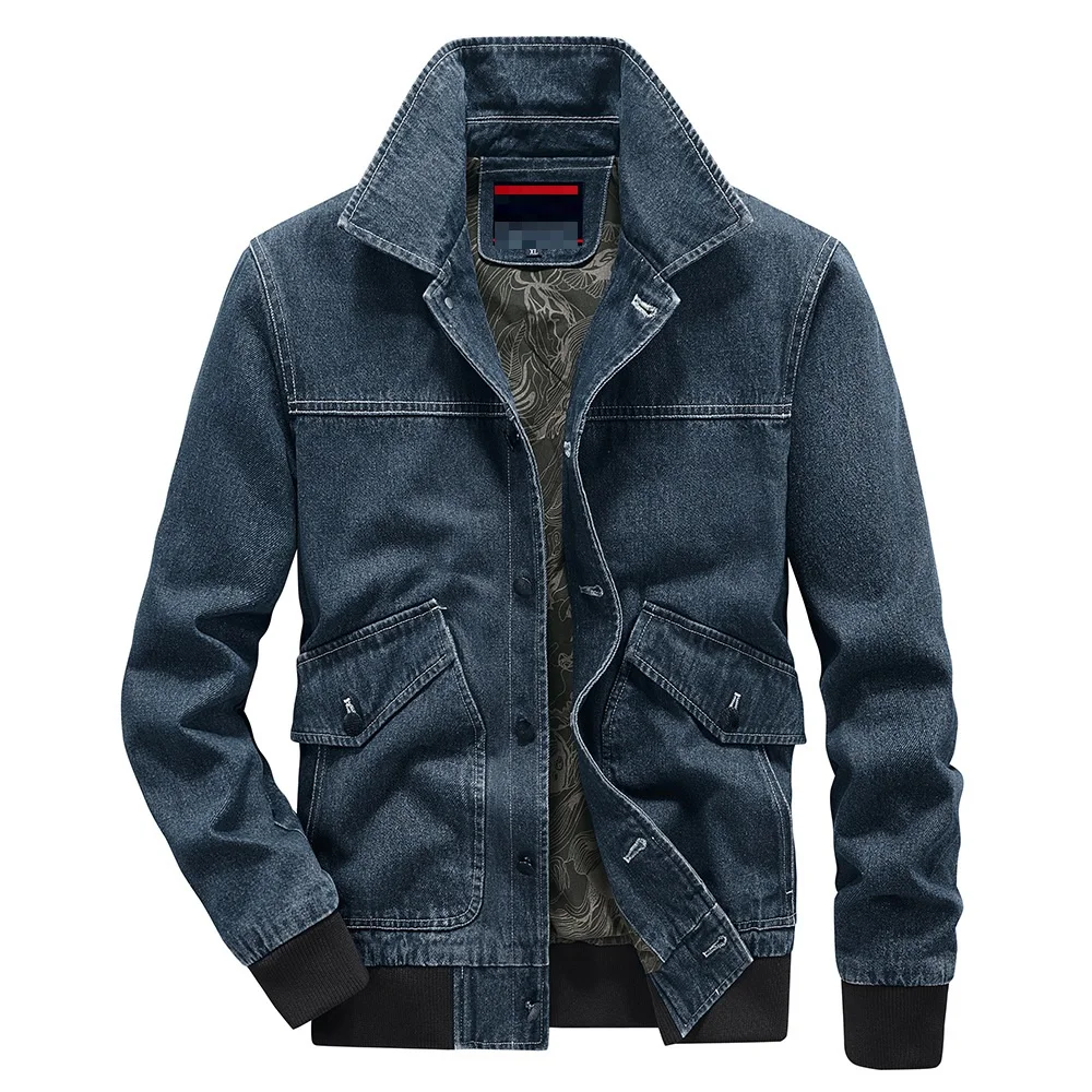 2023 Spring Men Solid Lapel Collar Denim Jackets Fashion Motorcycle Jeans Jackets Hommes Slim Fit Cotton Casual Black Blue Coats