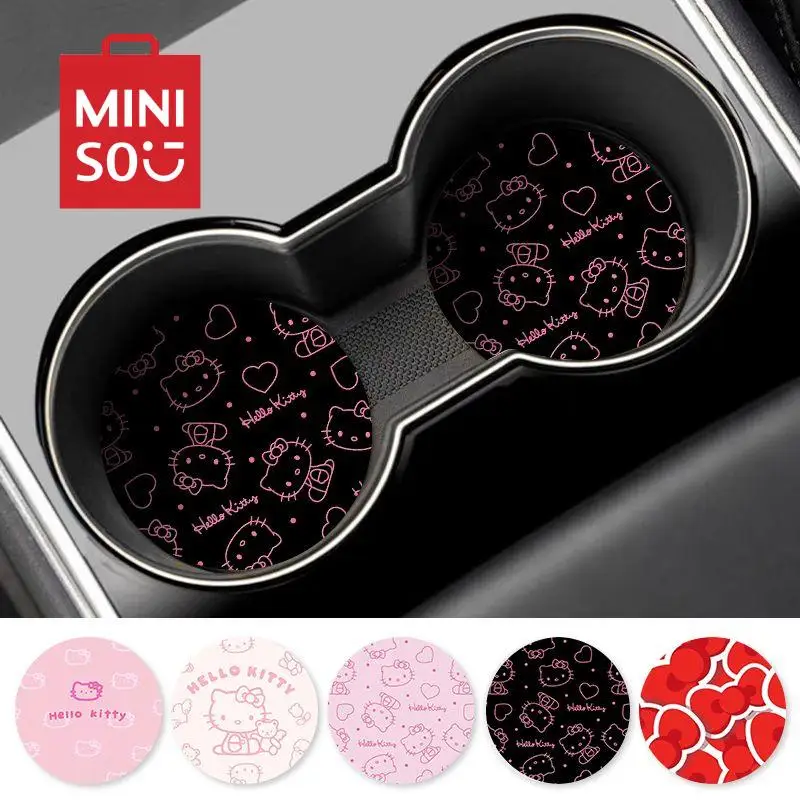 

Cartoon Hello Kitty Sanrio Car Water Cup Pad Kawaii Anime Car Interior Decoration Anti Slip Pad Storage Pad Car Accessories Gift