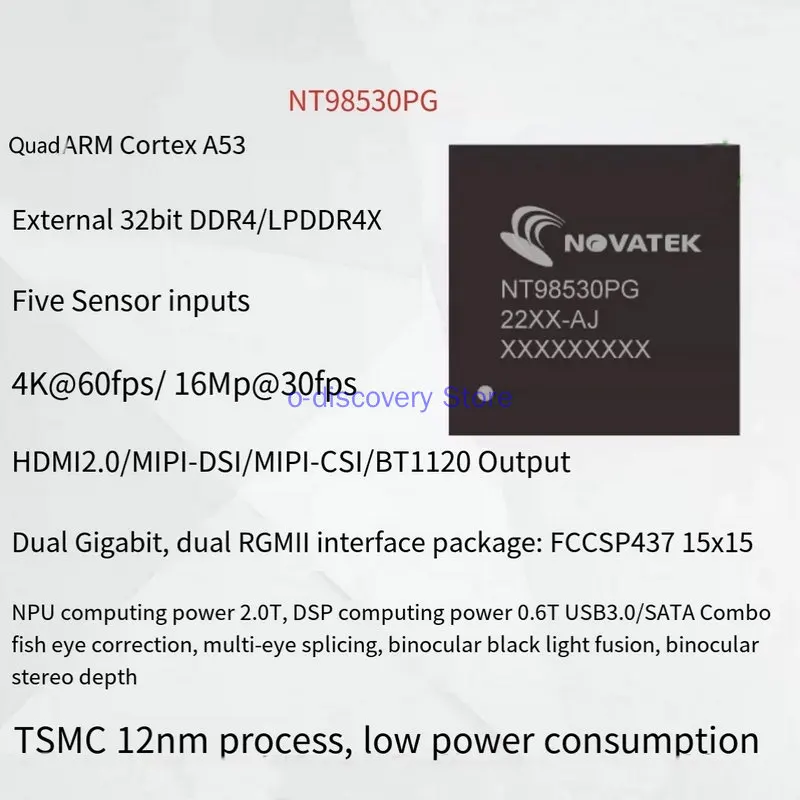 

NT98530/AI 2.0T Computing Power/IPC SOC/4Kp60+720p60/NOVATEK Chip