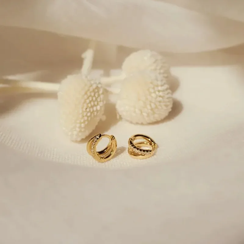 Double Hoop Diamond Ear Buckles Light Luxury High Texture Trendy Personalized Women Ear Jewelry