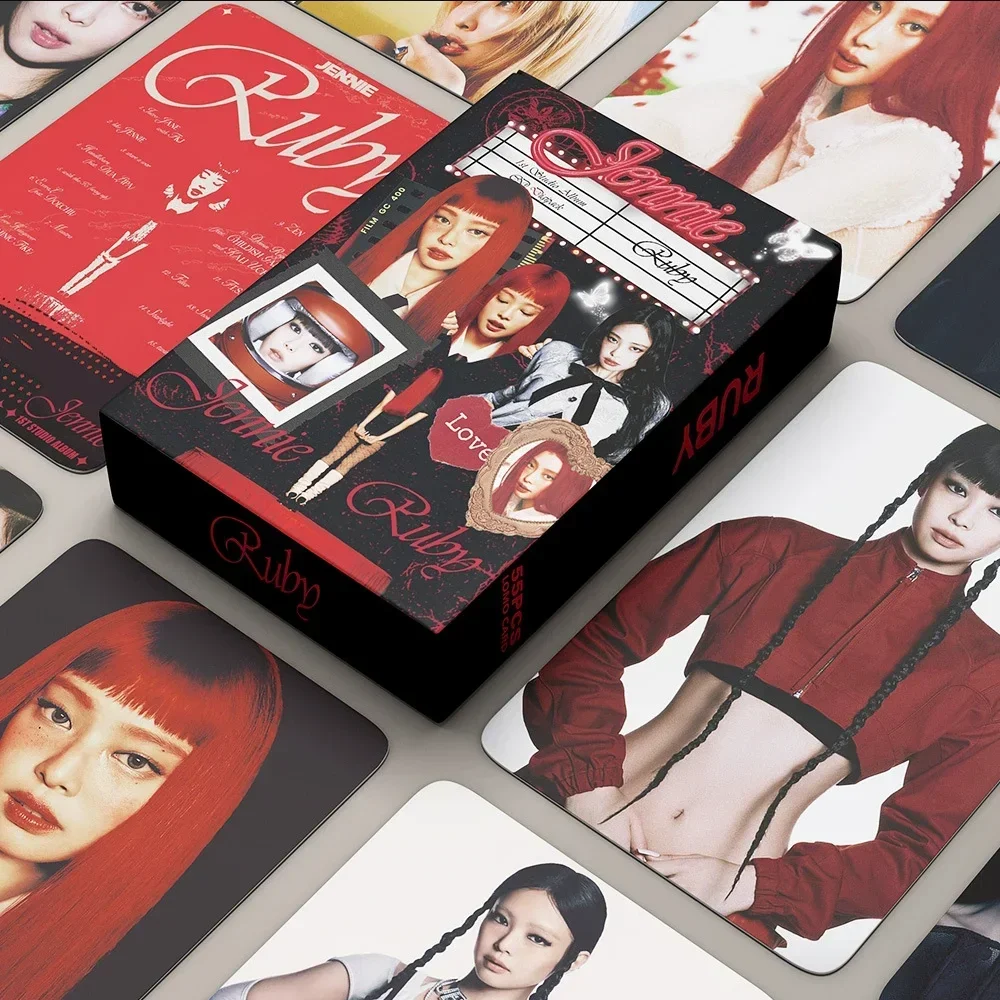 55pcs/Set KPOP JENNIE 1ST Studio Album RUBY Support Lomo Card High Quality Print Photo cards fan Collection Postcards Gifts