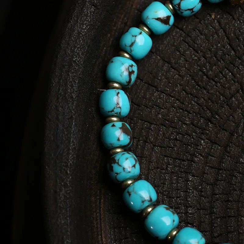 Natural raw magnesite barrel bead strings single circle female Tibetan zakiram thangka gaou box pendant jewellery