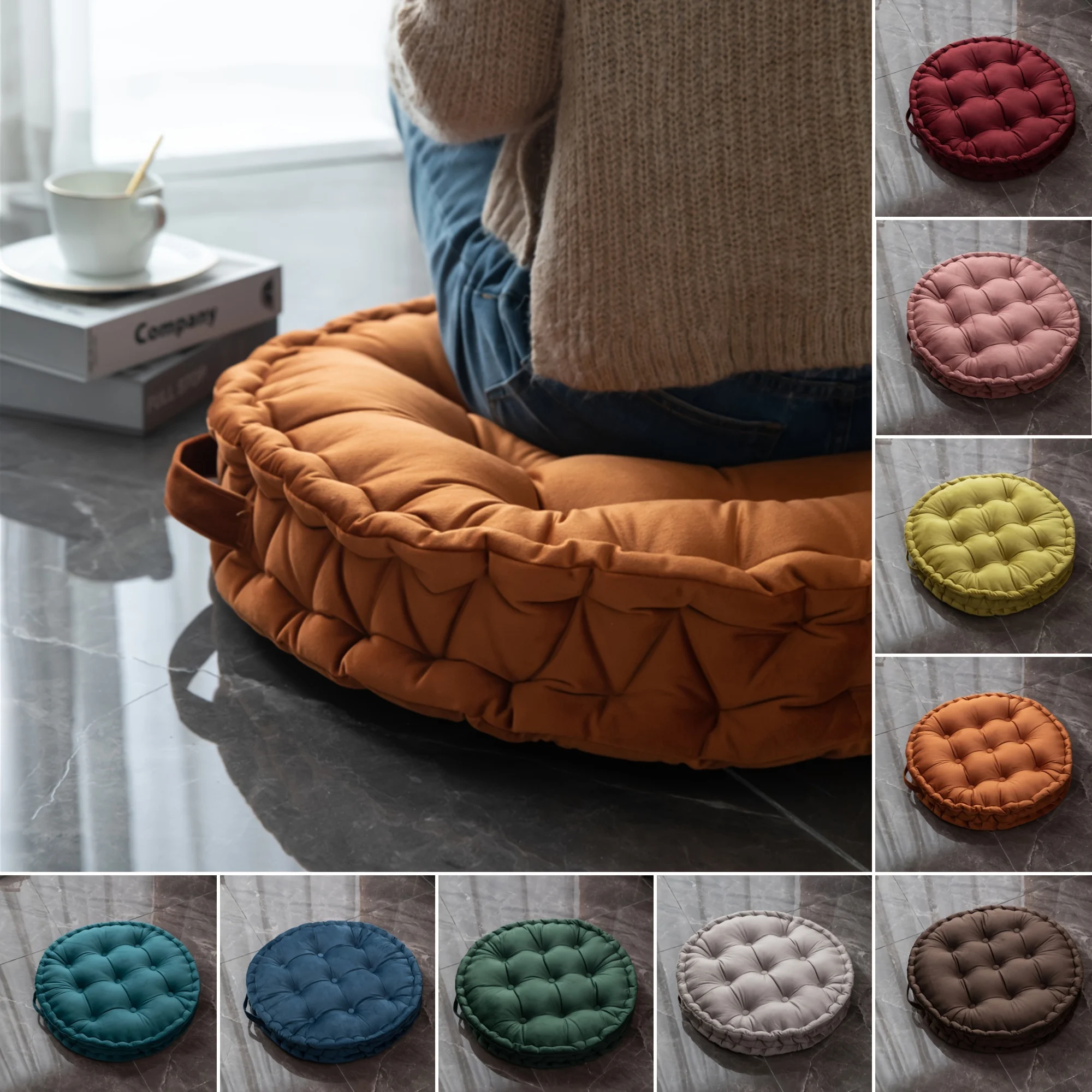 

Large Scandinavian Style Thickened Velvet Cushion, Soft and Comfortable Meditation Cushions, Yoga Pillow, Solid Color Home Sofa