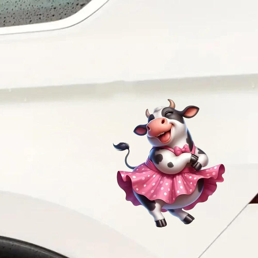 

Cute Cow In Skirt Decal, Waterproof Car Sticker, Exterior Decorative Accessories, Used for Motorcycle, Laptop, Window and More