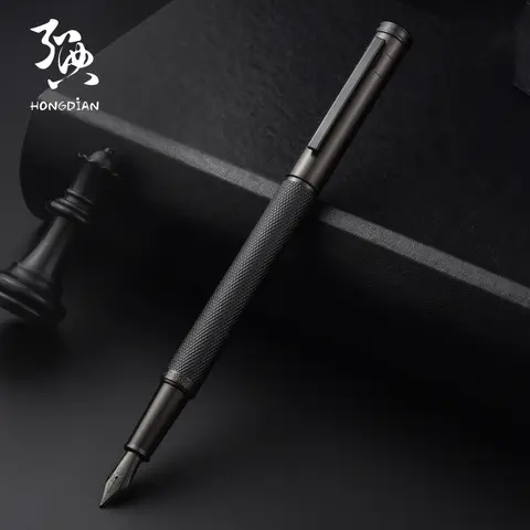 LT Hongdian 티타늄 블랙 포레스트 펜, 서예 학생 비즈니스 사무실 여성 박스 1850 선물 잉크 펜