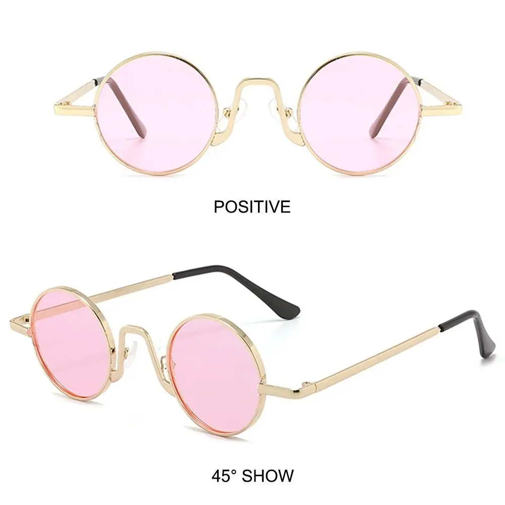 Small Round Sunglasses for Women & Men Circle Retro Shades Metal Hippie Sun Glasses UV400 Protection Punk Eyewear