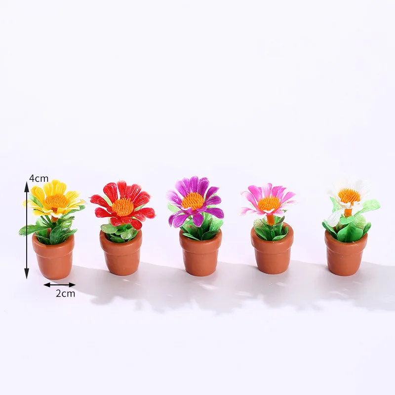 1 PCS  1: 12 Doll House Mini Green Plant Flora Simulation Flower Potted Flower Basket Doll House Micro Landscape Decoration - Image 6