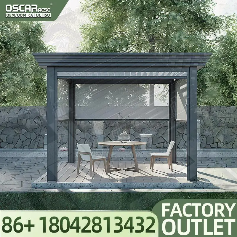Modern Outdoor Aluminum  Waterproof Louvered Sun Awnings for Patio Terrace Garden  Pergola