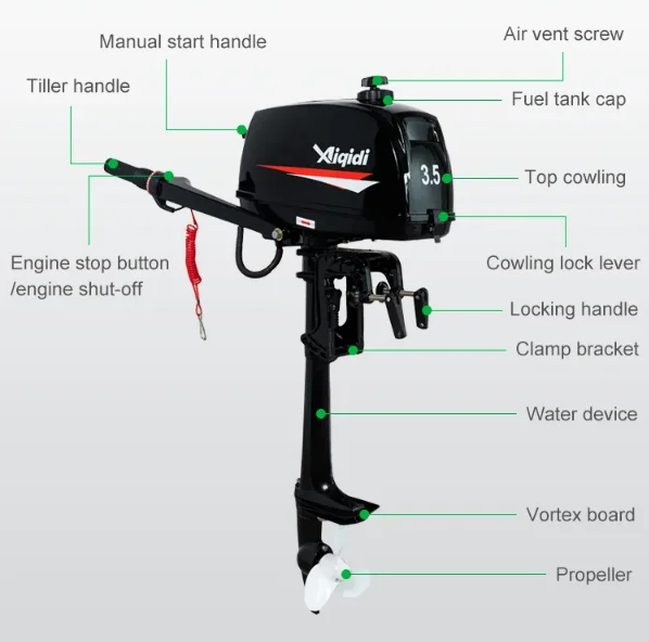 OEM&ODM Engine Outboard AIQIDI 2.5HP 3.5HP Hand-Operated Small Vessels 2m-4m 2 Stroke Outboard Motor