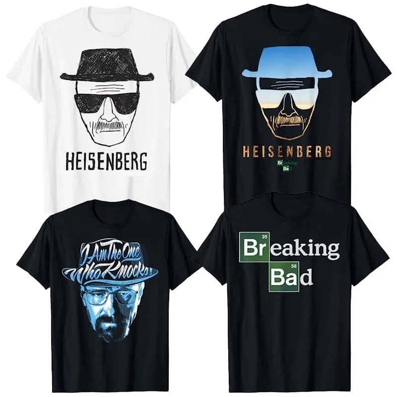 

Breaking Bad Periodic Square T-Shirt I Am The One Who Knocks Blue Hue Portrait Tee Funny Heisenberg Desert Horizon Outline Tops