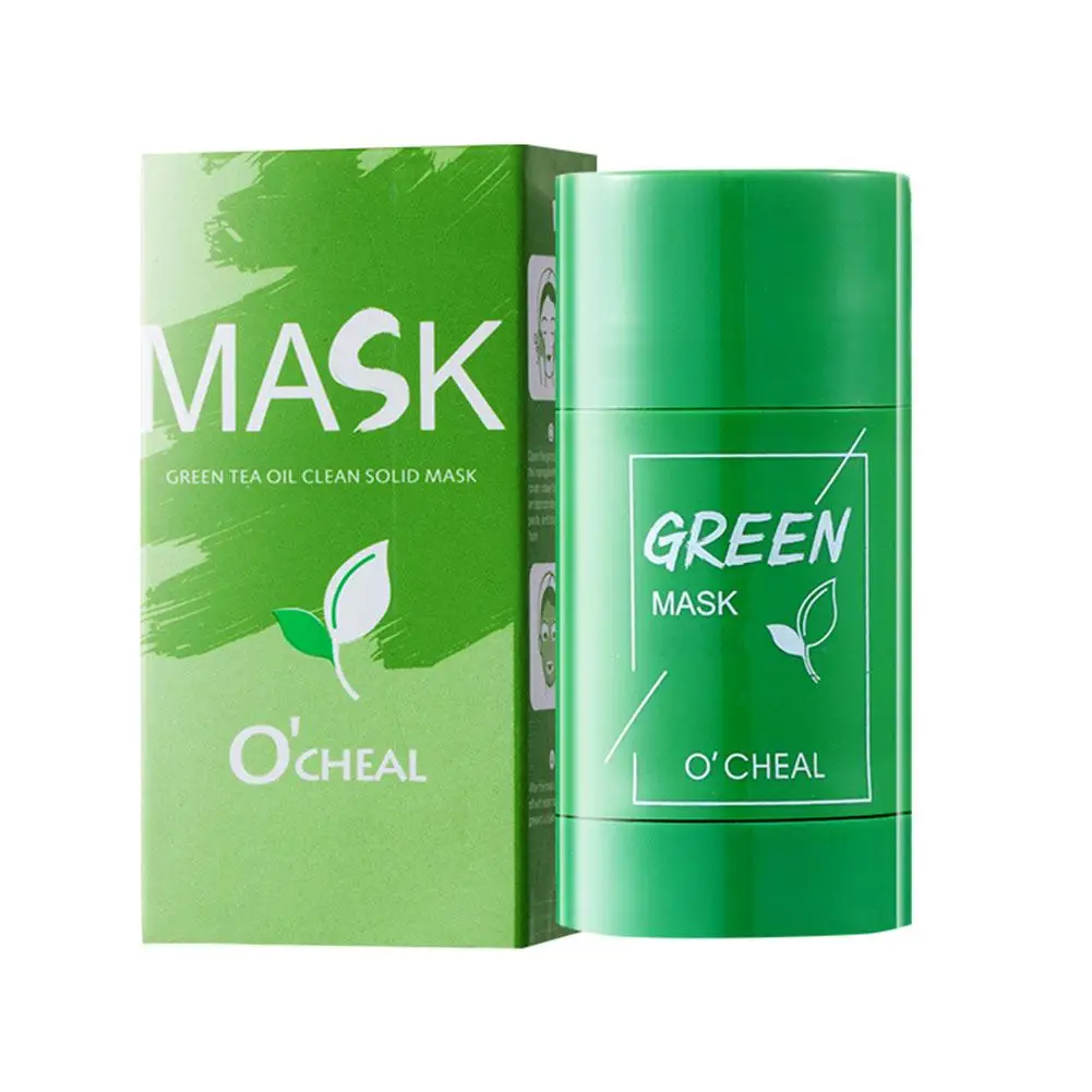 Green Tea Stick Facial Mask Deep Cleaning Mud Cream Replenish Water Moisturize Control Oil Shrink Pores Remove Blackheads