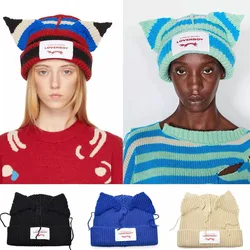 Chapeau torche à longues oreilles de lapin pour femme, crânes mignons, chapeau au crochet, bonnet de costume, casquette hip-hop, cadeau de Noël, hiver, 2022