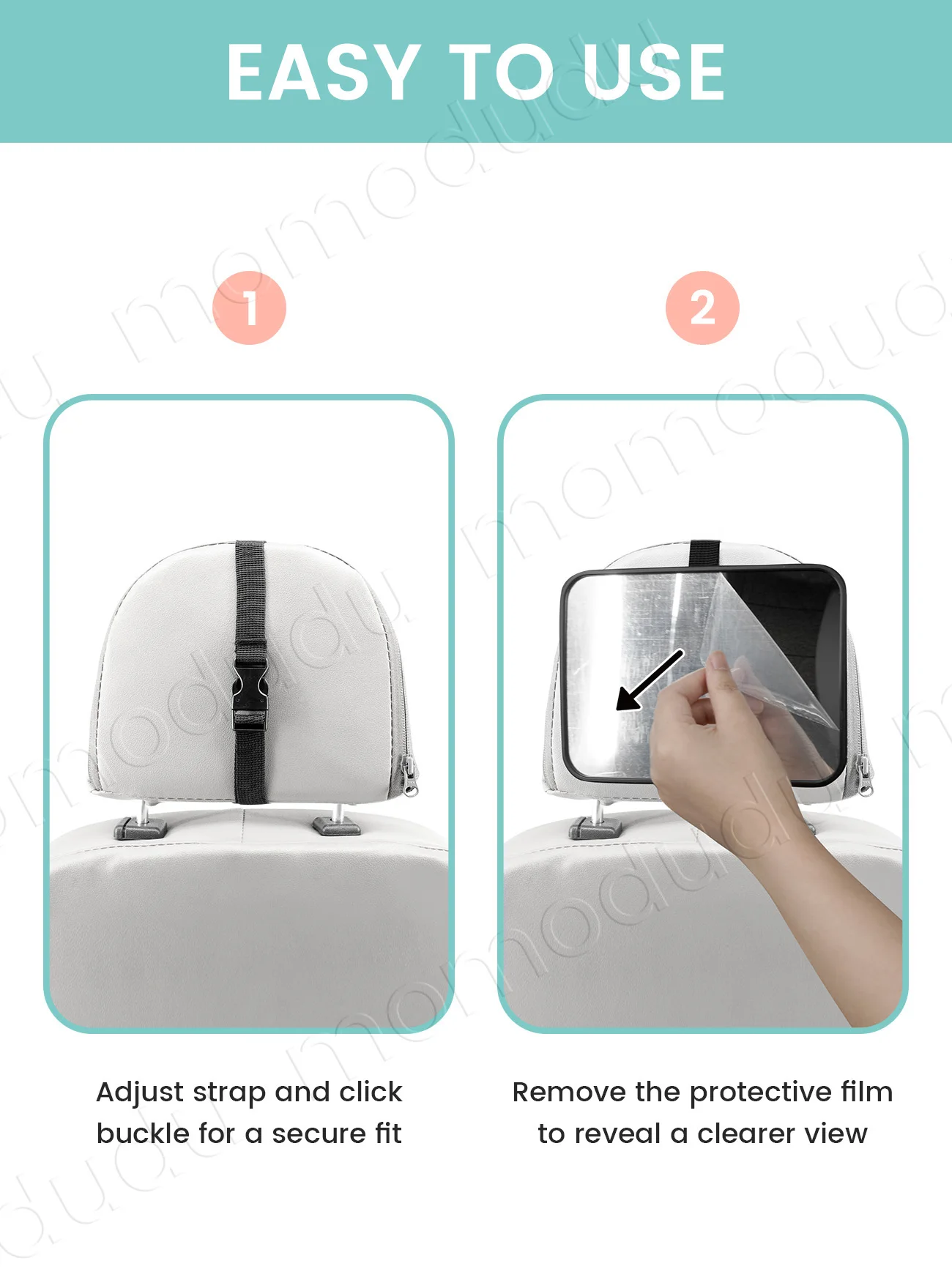 Espelhos de carro para assento de carro de bebê, espelhos inquebráveis, espelho traseiro ajustável para crianças pequenas, fácil de instalar no encosto de cabeça dos carros