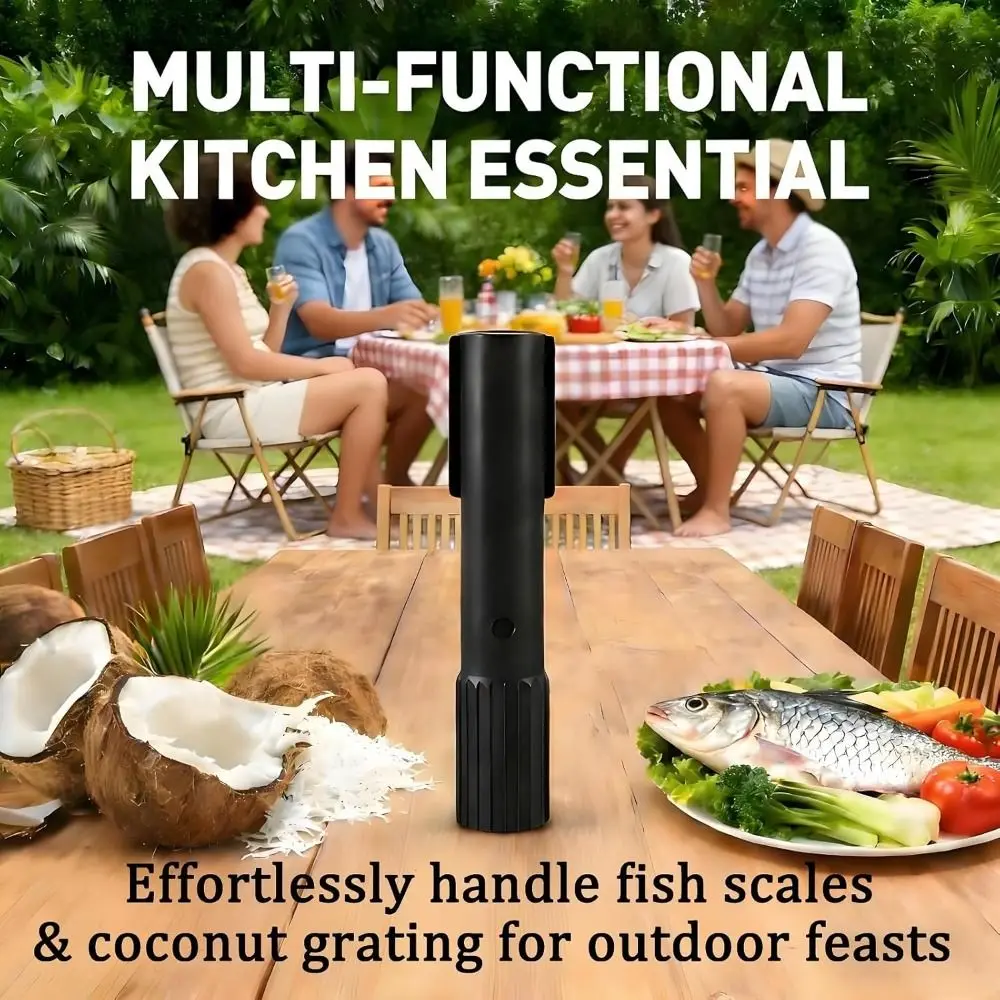 Wireless Electric Fish Scale Remover Stainless Steel Anti-Splash Rotating Fish Scaling Tool Waterproof Electric Coconut Grater