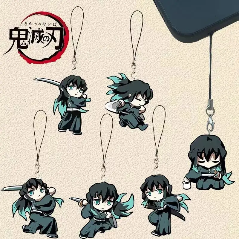 Cute Tokitou Muichirou Keychain Anime Demon Slayer Figure Key Chain Phone Hanging Pendant Accesorios Gift