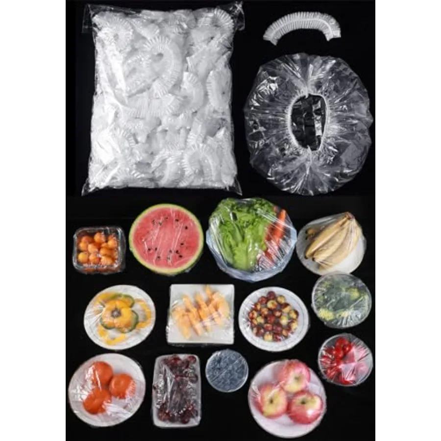 

300pcs Reusable Elastic Food Covers - Universal Stretchable Clear Adjustable Plastic Plate and Bowl Covers, Outdoor Fresh Keepi