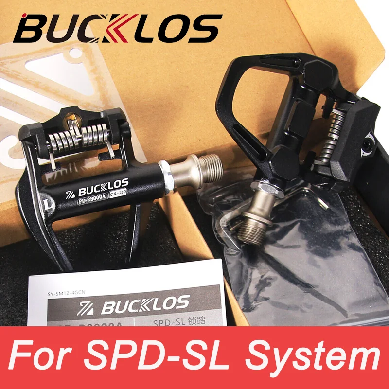 BUCKLOS Aluminum/Nylon Road Bike Pedal Ultra Light Bearings Pedal for SPD Self-Locking Bicycle Pedals Titaniun/Cr-Mo Axle