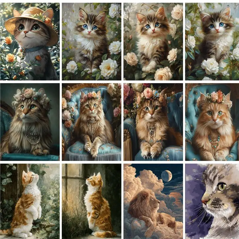 

GATYZTORY Oil Painting By Numbers Original Gifts Pictures By Number Flowers Cat Animals Coloring By Numbers For Adults Home Deco
