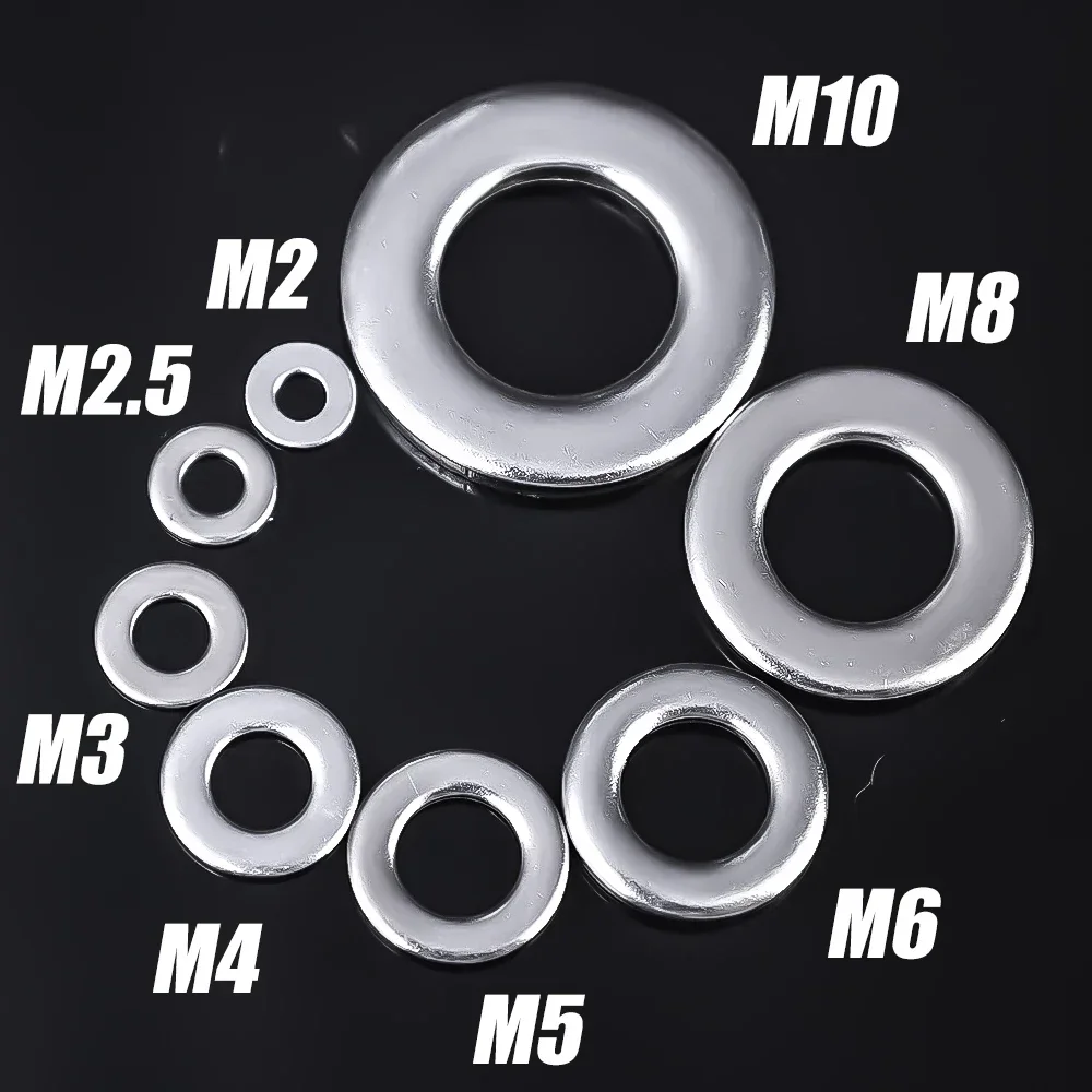 360/180-teiliges Edelstahl-Unterlegscheiben-Sortiment-Set, flache Dichtungsringe, schlicht, M2, M2,5, M3, M4, M5, M6, M8, M10, Hardware-Metallscheiben