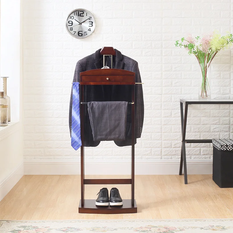 Home Hanging Hanger Suit Rack Floor Shelf Bedroom Living Room Multifunctional All Solid Wood Corner Coat Rack