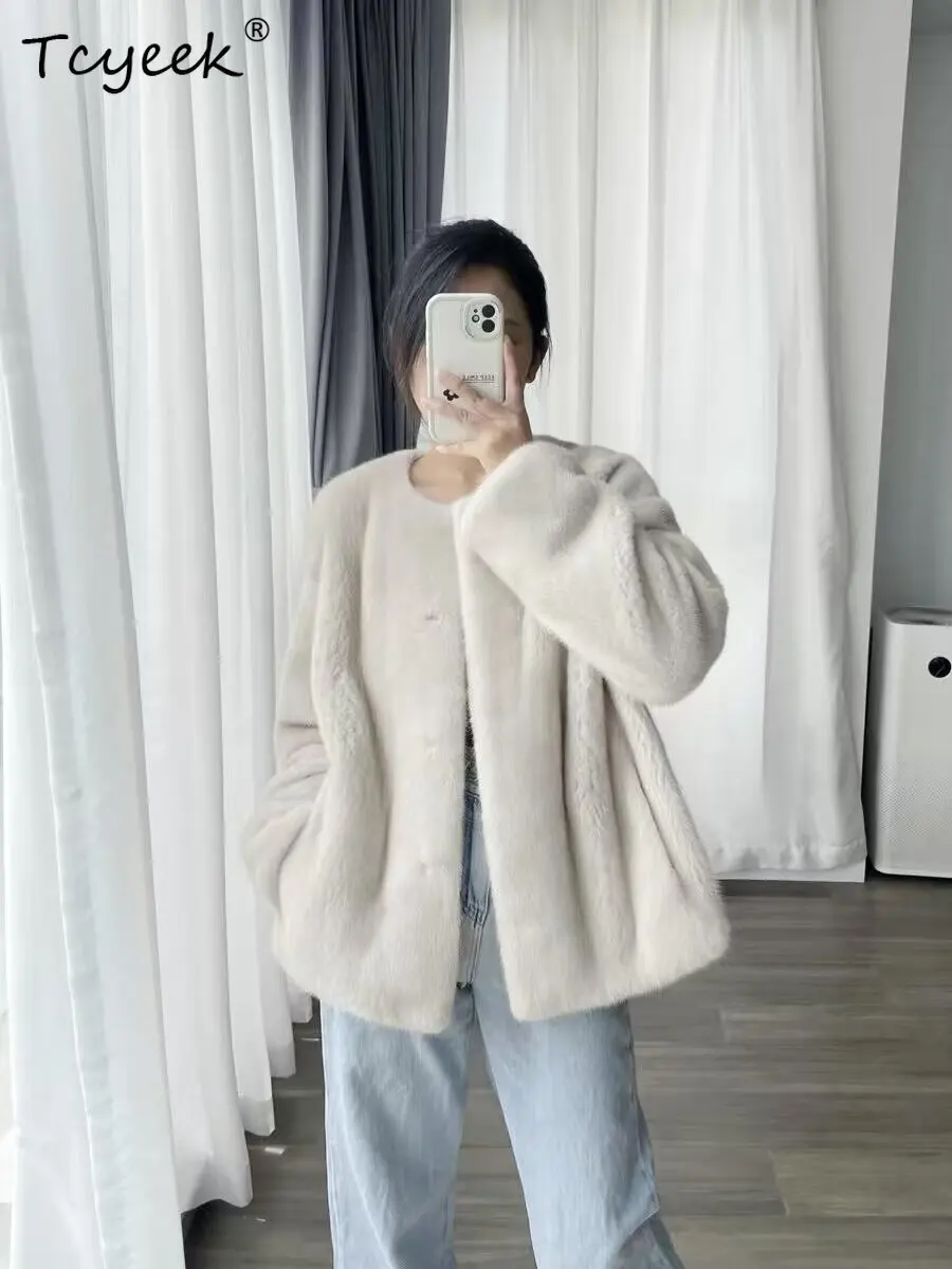 Tcyeek Velevt Natural Mink Coat Women High-end Winter Jacket Whole Mink Real Fur Coats Female Clothing Fashion Warm Шуба Женская