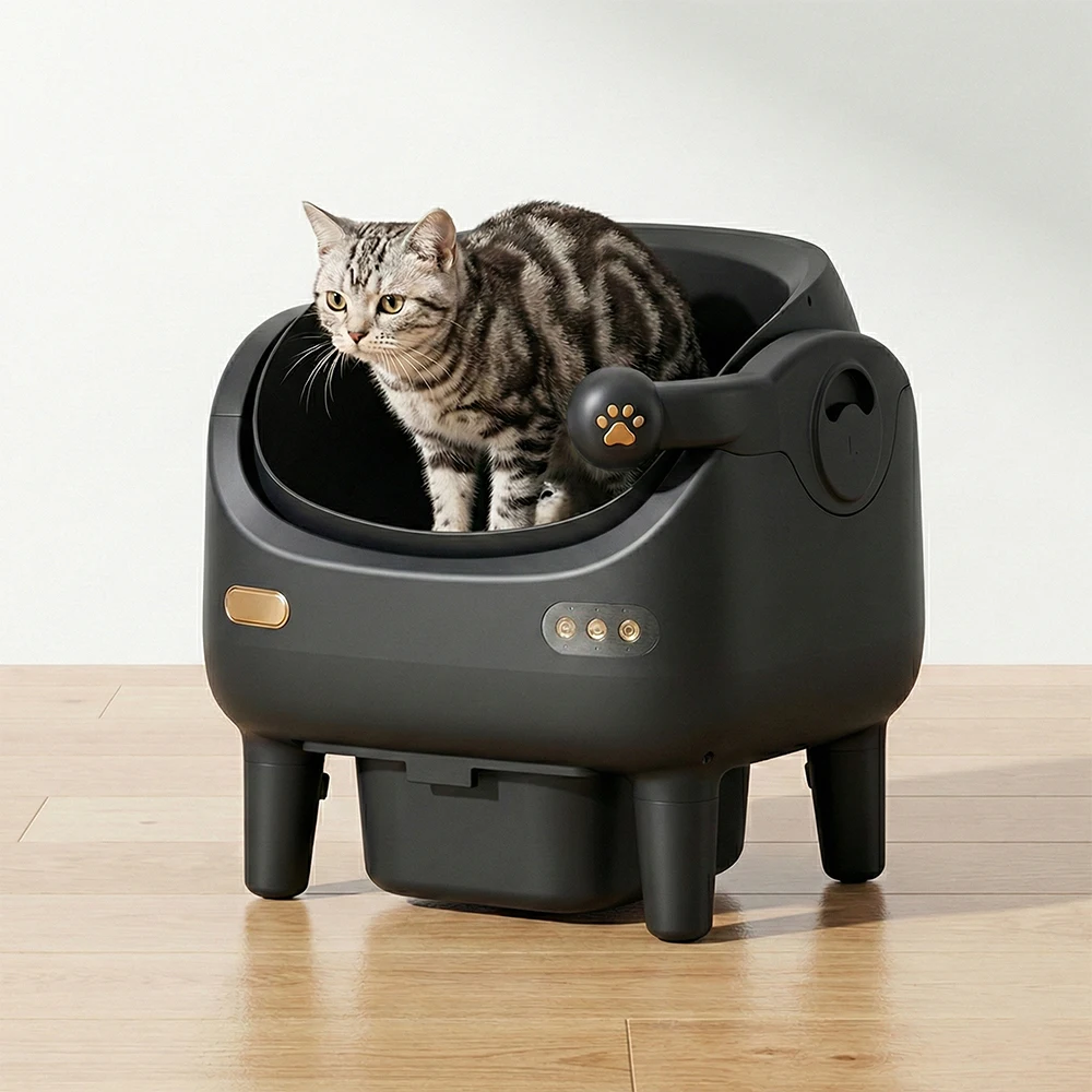 Smart Self Cleaning Litter Box with UV Sterilization and Odor Control Automatic Cat Toilet App Control for Home Indoor Pet Care