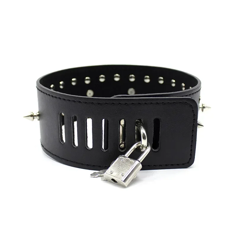 لعبة الكبار الياقات الرقبة حلقة الجنس لعب للنساء منتجات جنسية لعب الأدوار بولي Leather الجلود Bdsm طوق عبودية ضبط النفس الرقيق