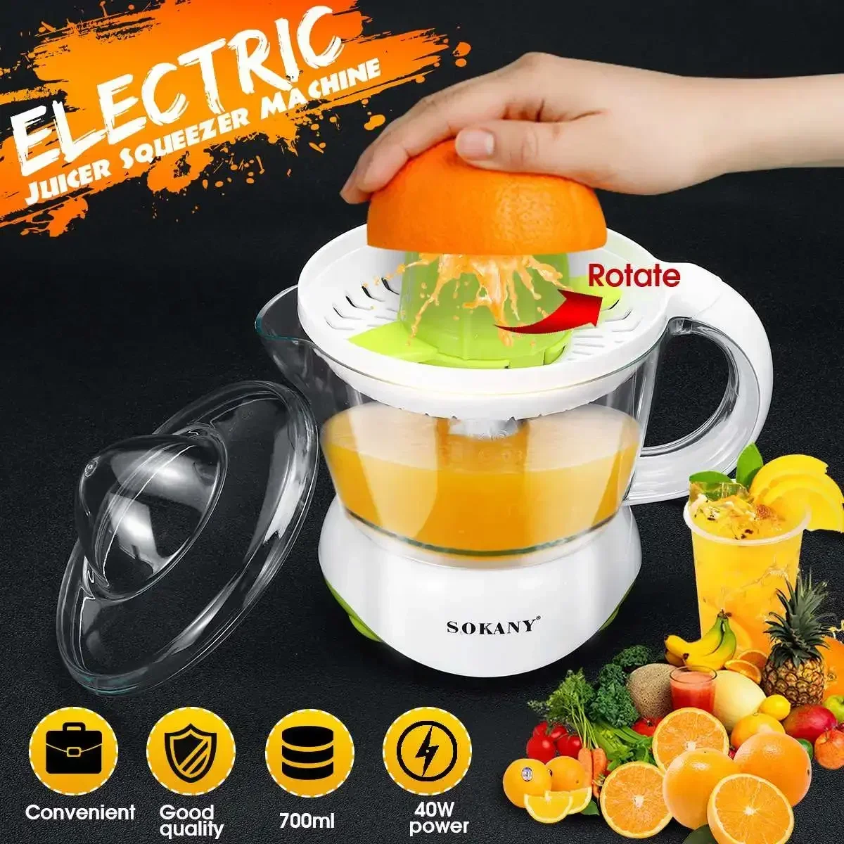 700ml Household portable Juicer Electric Orange Lemon Fruit Squeezer Extractor Mini  Lemon Juicer Fruit Press Machine 220-240V