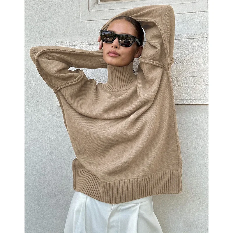 

2025 зимние новые женские однотонные вязаные топы, женские удобные термопуловеры, свитера, женские облегающие тонкие свитера, одежда