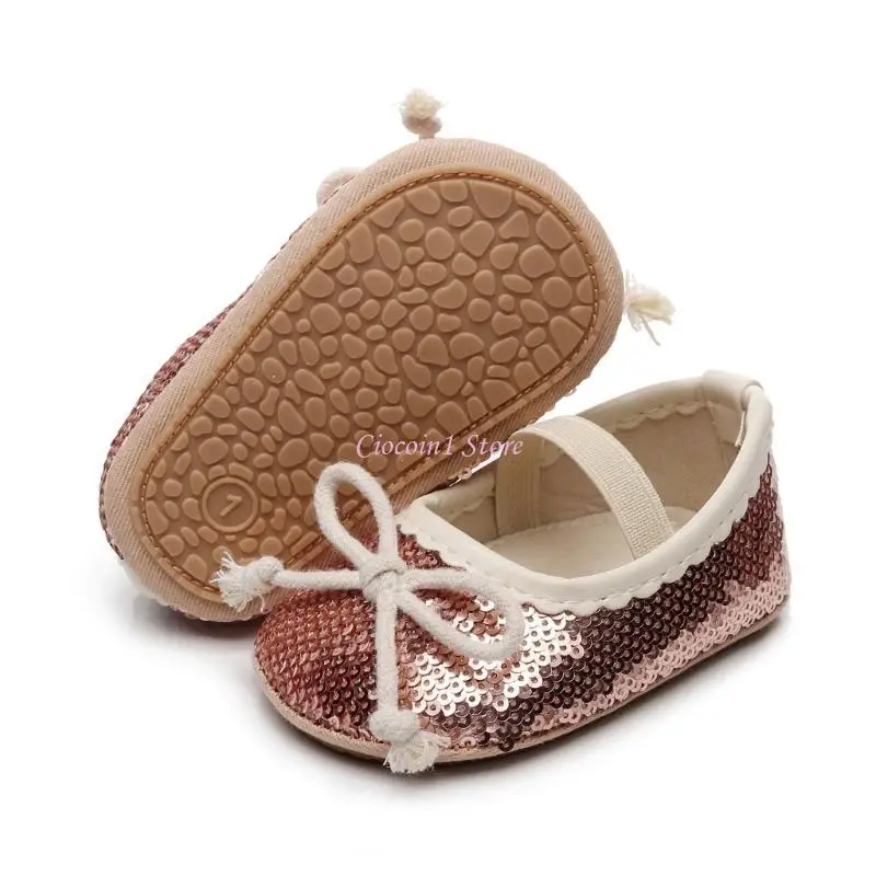 Y1UB รองเท้าเปลสำหรับทารกแรกเกิด Baby Jane Flats รองเท้าชุดเจ้าหญิงรองเท้าผูกโบว์