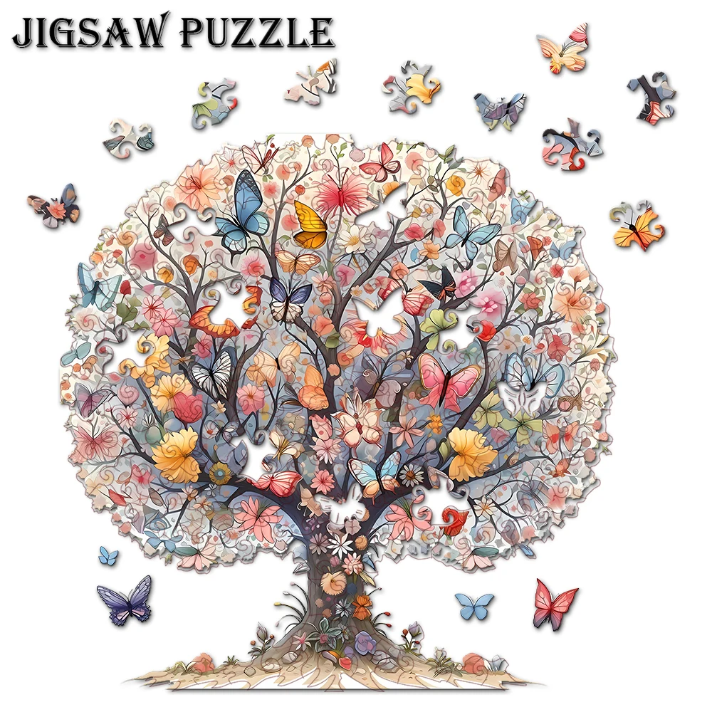 

Adult Wooden Puzzle - Unique Animal Shaped Puzzle - Tree of Life Butterfly Puzzle - Creative Gift for Teenagers and Adults