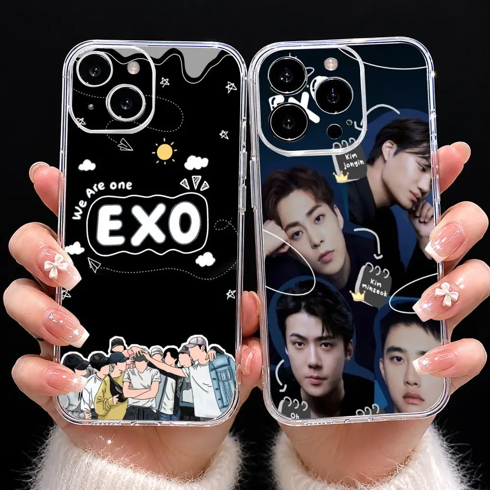 Funda para Teléfono exo, Funda Transparente de TPU de Lujo, Antiamarillamiento, Resistente a Golpes, Delgada, para iPhone 11 12 13 14 15 16 17 Pro Max