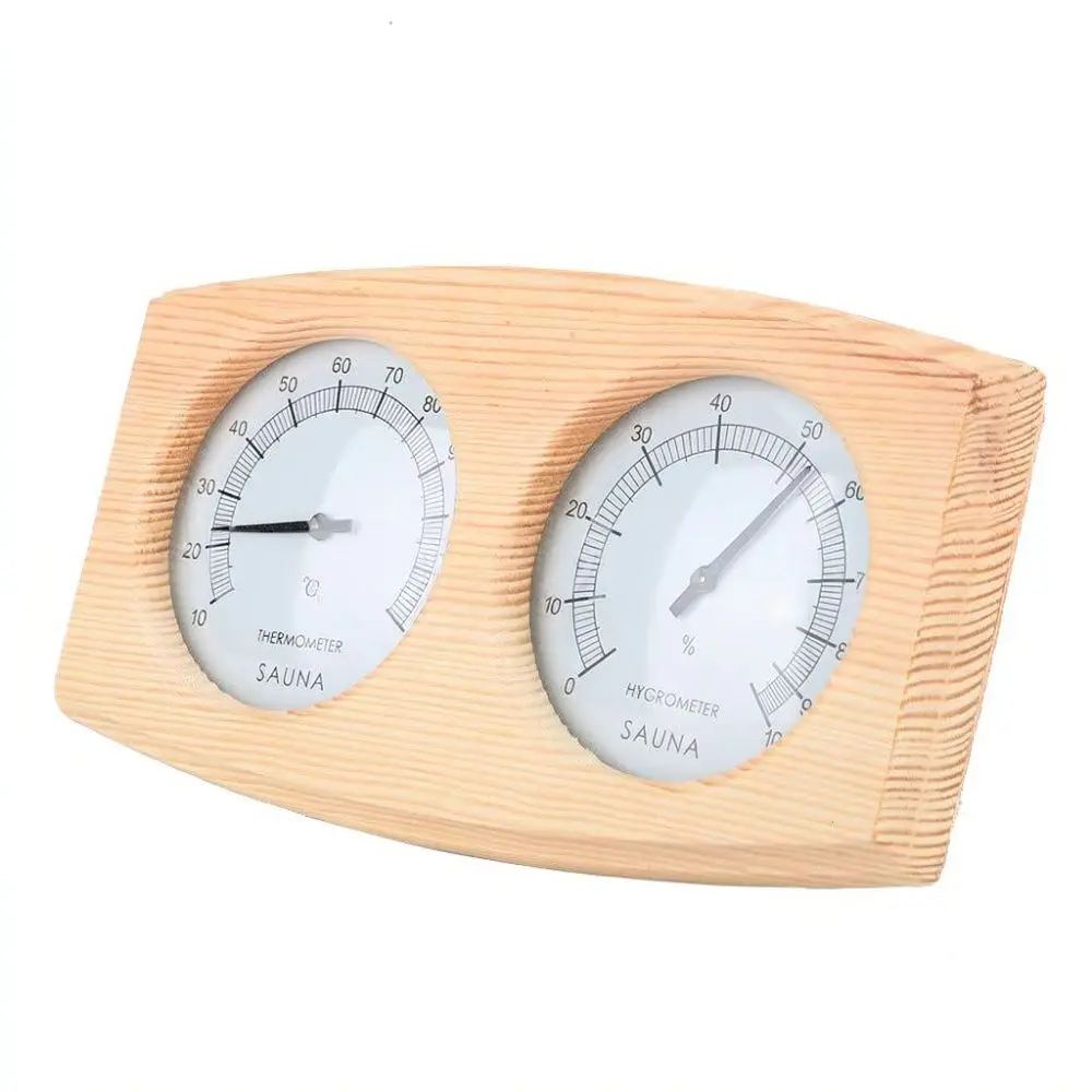 Sauna Accessory Wooden Temperature Humidity Monitor Wall Mounted Sauna Room Gauge Meter Indoor Heat Environment
